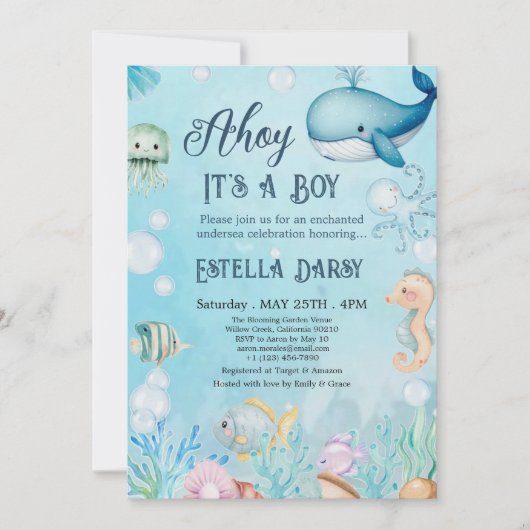 Ahoy! Het Zee Boy Baby shower Kaart (Voorkant)