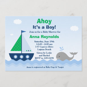 Ahoy is een Baby shower-uitnodiging voor een jonge Kaart