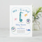 AHOY is een Babyjoch Shower en nodigt Ocean Seahor Kaart (Staand voorkant)