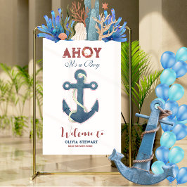 Ahoy is een Boy Nautical Boy Baby shower Welkom Acryl Bord