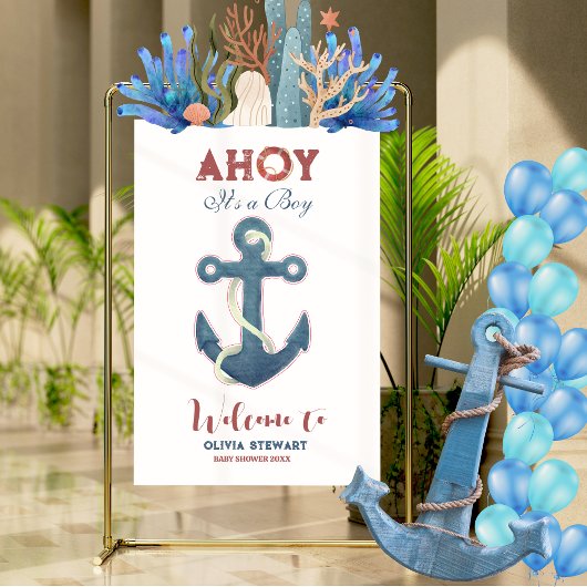 Ahoy is een Boy Nautical Boy Baby shower Welkom Acryl Bord
