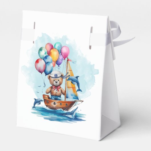 Ahoy is een Boy Nautical Theme Baby shower Bedankdoosjes (Achterkant)
