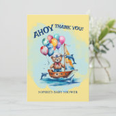 Ahoy is een Boy Nautical Theme Baby shower Bedankkaart (Staand voorkant)