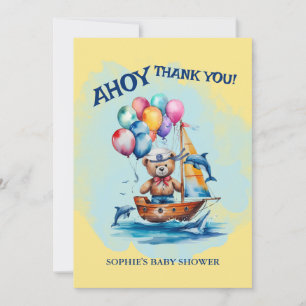 Ahoy is een Boy Nautical Theme Baby shower Bedankkaart