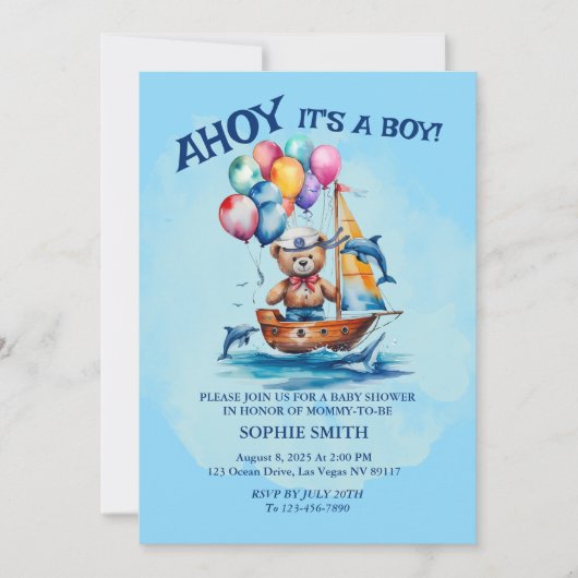 Ahoy is een Boy Nautical Theme Baby shower Kaart (Voorkant)