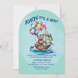 Ahoy is een Boy Nautical Theme Baby shower Kaart