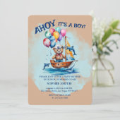 Ahoy is een Boy Nautical Theme Baby shower Kaart (Staand voorkant)