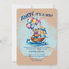 Ahoy is een Boy Nautical Theme Baby shower Kaart