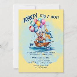 Ahoy is een Boy Nautical Theme Baby shower Kaart