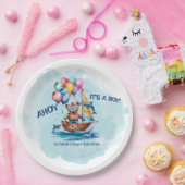 Ahoy is een Boy Nautical Theme Baby shower Papieren Bordje (Feest)
