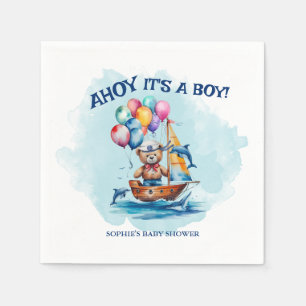 Ahoy is een Boy Nautical Theme Baby shower Servet