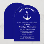 Ahoy is een Boy Navy blauw wit anker Baby shower Kaart (Voorkant / Achterkant)