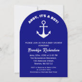 Ahoy is een Boy Navy blauw wit anker Baby shower Kaart (Voorkant)