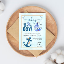 Ahoy is een Boy Sailboat Baby shower