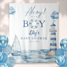 Ahoy is een jongen Baby shower foto achtergrond