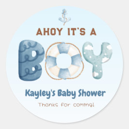 Ahoy is een jongen Baby shower gunst Stickers
