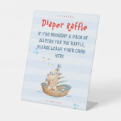 Ahoy is een jongen Baby shower luier Raffle teken  Reclamebord Met Voetstuk (Voorkant)