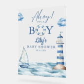 Ahoy is een jongen Baby shower welkom Acryl Bord (Hoek)