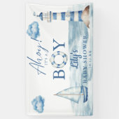 Ahoy is een jongen Baby shower welkom Spandoek (Verticaal)