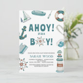 AHOY is een jongen, nautisch Baby shower Kaart (Staand voorkant)