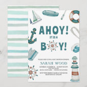 AHOY is een jongen, nautisch Baby shower Kaart (Voorkant / Achterkant)
