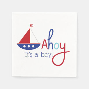 Ahoy is een jongen! Nautisch baby shower Napkins Servet