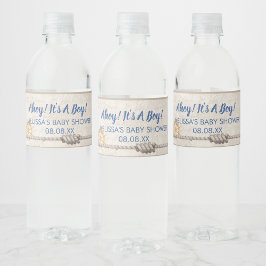 Ahoy is een jongen nautisch baby shower thema waterfles etiket