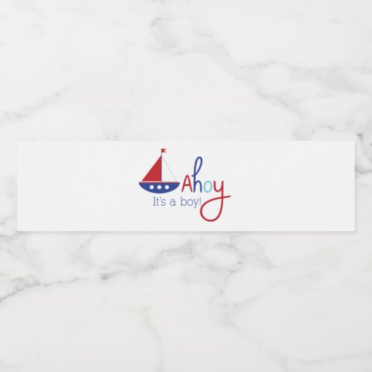 Ahoy is een jongen! Nautisch baby shower waterlabe Waterfles Etiket (Enkel label)