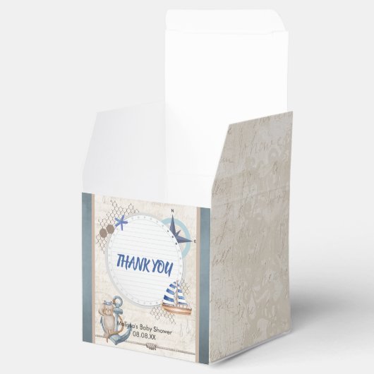 Ahoy is een jongen nautisch thema baby shower bedankdoosjes (Geopend)