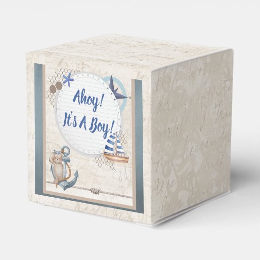 Ahoy is een jongen nautisch thema baby shower bedankdoosjes (Achterkant)