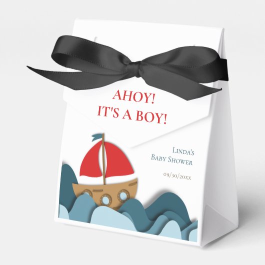 Ahoy is een jongen nautische jongen Baby shower Bedankdoosjes (Voorkant Zijde)