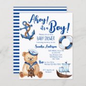 Ahoy is een jongen teddybeer baby shower budget ui (Voorkant / Achterkant)