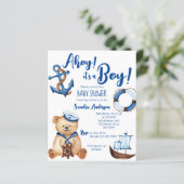 Ahoy is een jongen teddybeer baby shower budget ui (Staand voorkant)