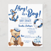 Ahoy is een jongen teddybeer baby shower budget ui (Voorkant)