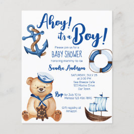 Ahoy is een jongen teddybeer baby shower budget ui