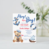 Ahoy is een jongen teddybeer baby shower budget ui (Staand voorkant)