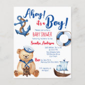 Ahoy is een jongen teddybeer baby shower budget ui (Voorkant)