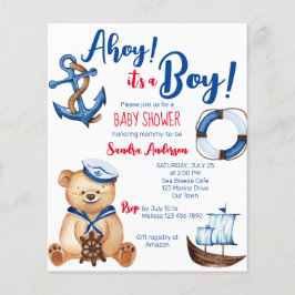 Ahoy is een jongen teddybeer baby shower budget ui