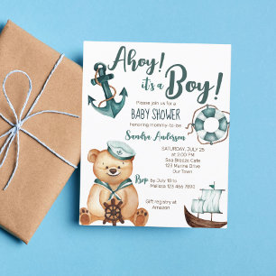 Ahoy is een jongen teddybeer baby shower budget ui