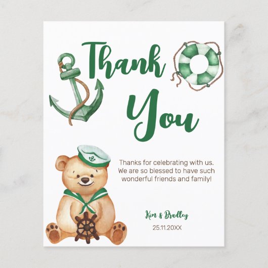 Ahoy is een jongen teddybeer baby shower dank je (Voorkant)