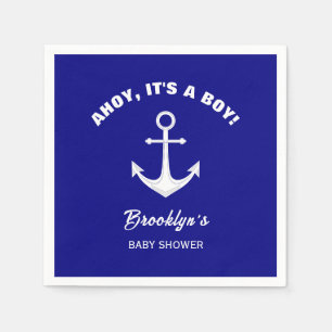 Ahoy is een jongen trendy Baby shower Navy Blue Wh Servet