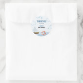 Ahoy is een jongensblauw Zeilboot baby shower beda Ronde Sticker (Tas)