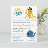 Ahoy is een jongensuitnodiging voor Baby shower Kaart (Staand voorkant)