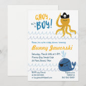 Ahoy is een jongensuitnodiging voor Baby shower Kaart (Voorkant / Achterkant)