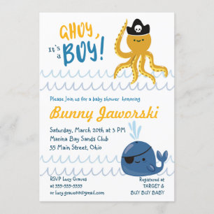 Ahoy is een jongensuitnodiging voor Baby shower Kaart