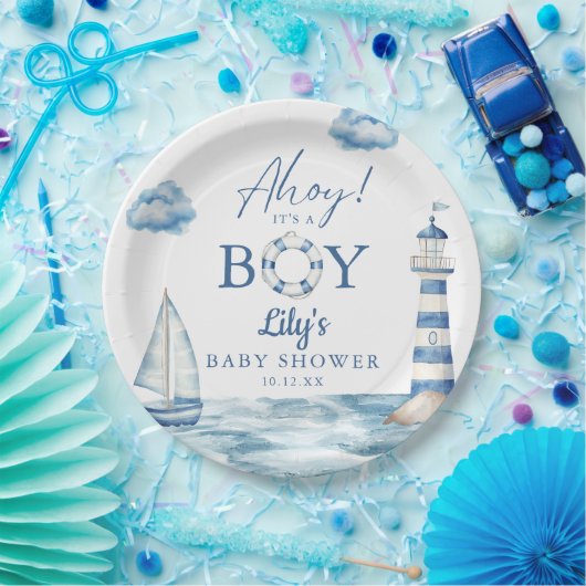 Ahoy is een klein Baby shower Papieren Bordje (Feest)