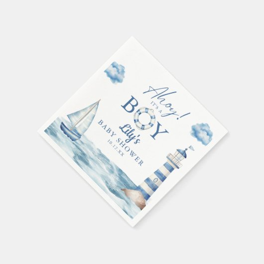 Ahoy is een klein Baby shower Servet (Hoek)