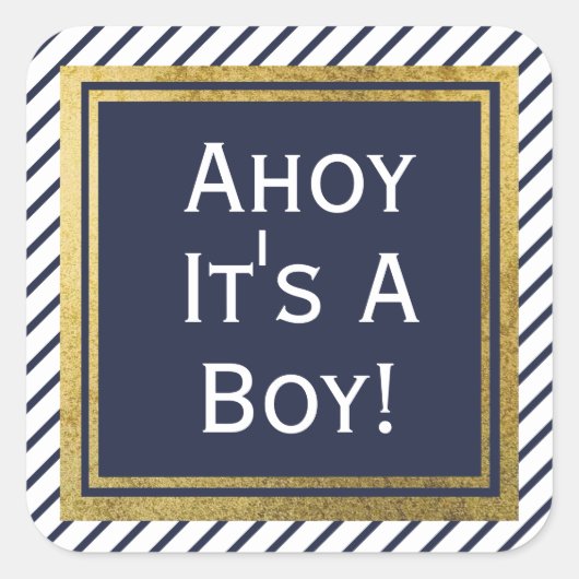 Ahoy is een klein Baby shower Vierkante Sticker (Voorkant)