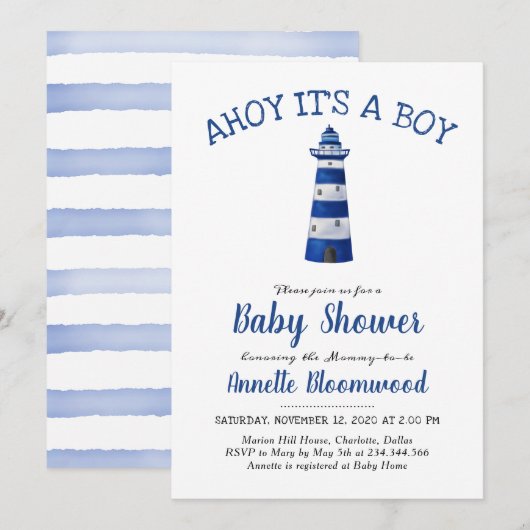 Ahoy is een padvinder | Nautisch Baby shower Kaart (Voorkant / Achterkant)