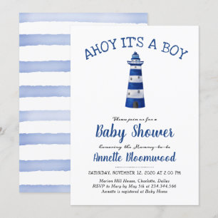 Ahoy is een padvinder   Nautisch Baby shower Kaart